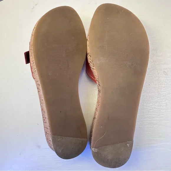Antonio Melani Logan Orange Leather Cork Wedge Sandals Slides Women's Size 7.5 M - Picture 4 of 13